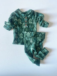 Green Trees Waffle Christmas Pajamas