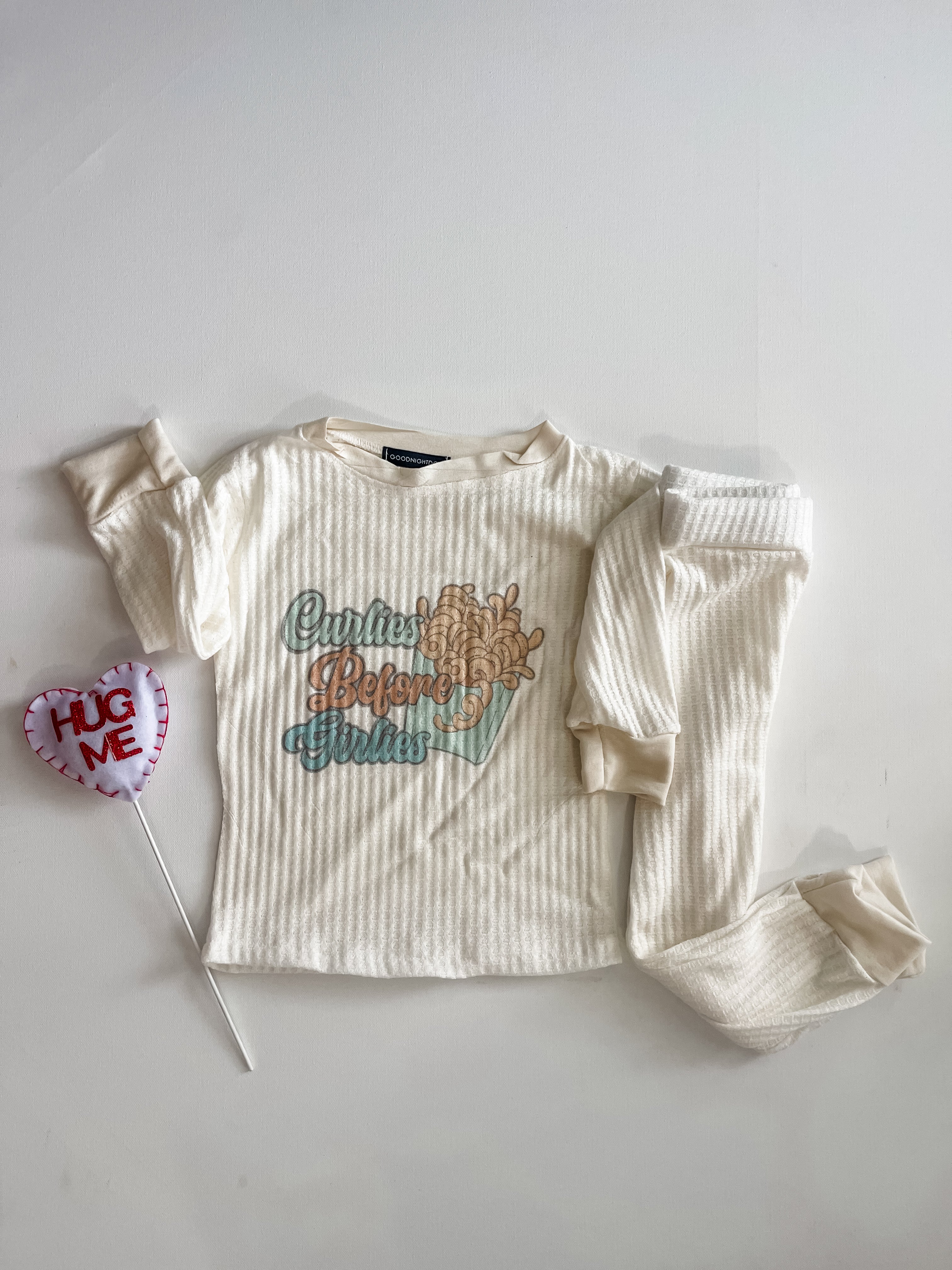 Curlies before girlies waffle knit pajamas