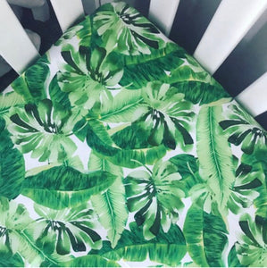 Tropical Palms Crib Sheet | Green + White