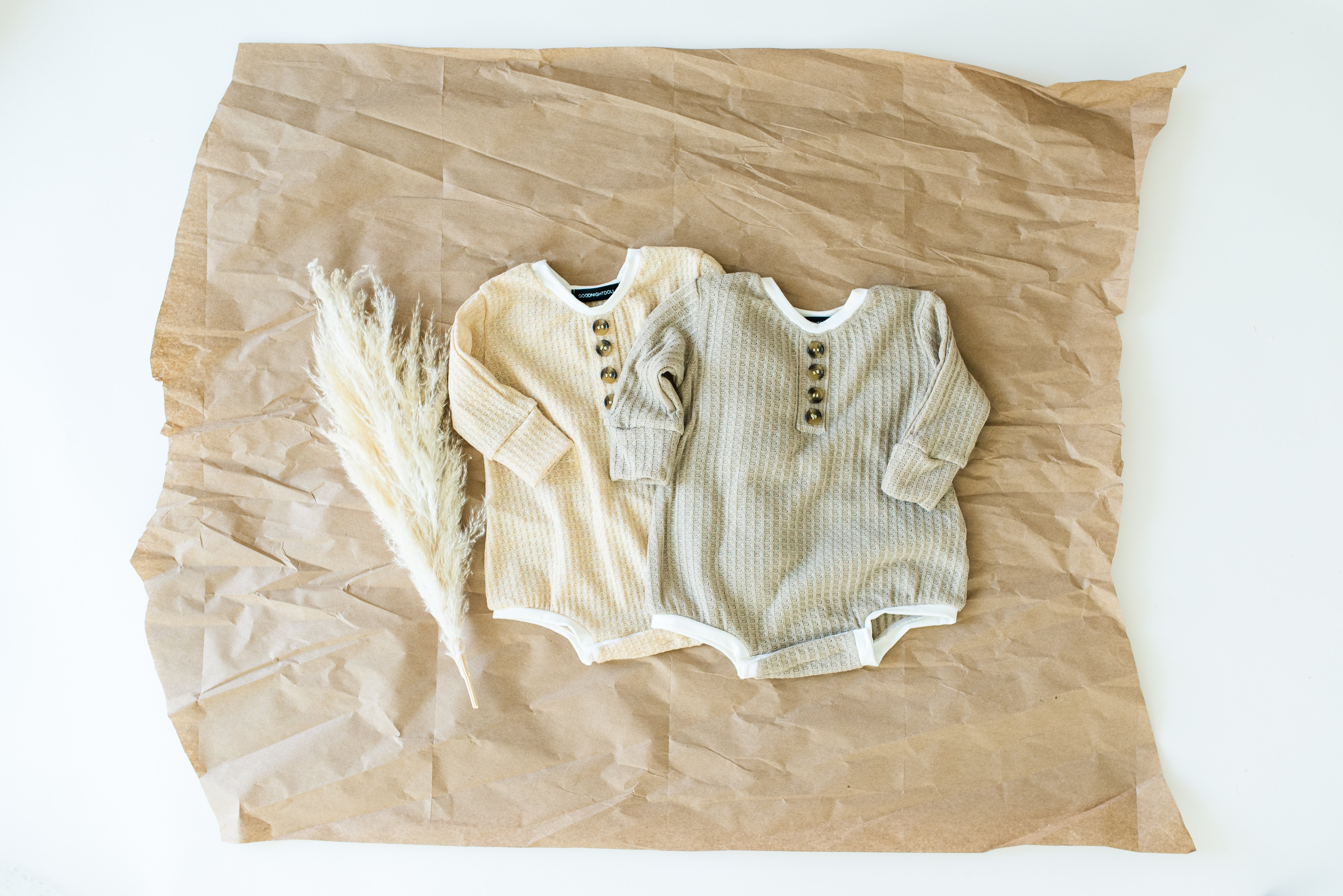 Long sleeve waffle bubble romper