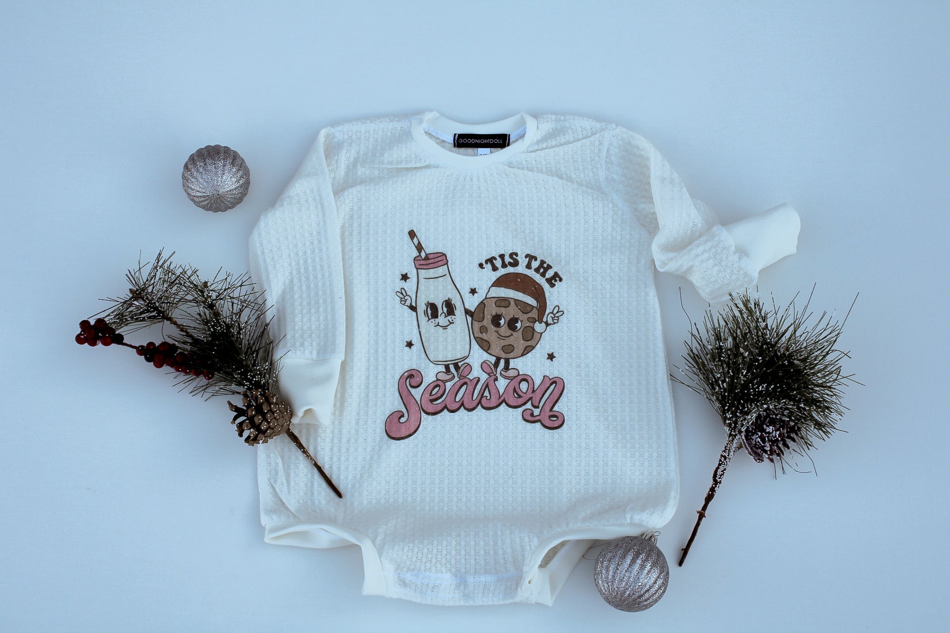 Tis the season waffle bubble romper| Ivory