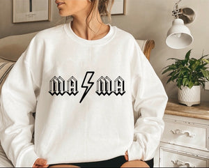 Mama white crewneck sweater | lightning bolt