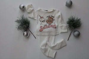 Tis the season two piece pajama set | ivory