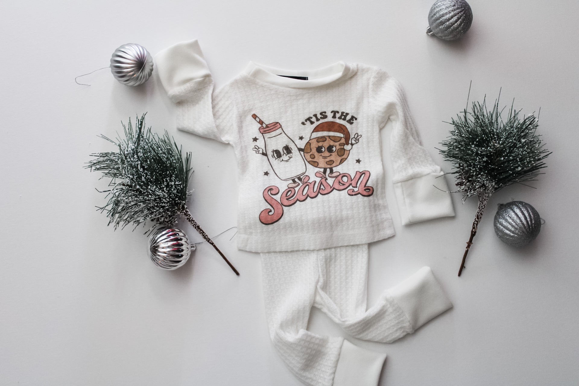 Tis the season two piece pajama set | ivory