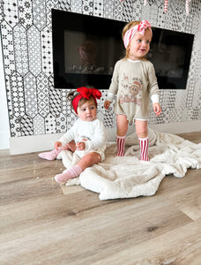 Tis the season waffle bubble romper| Ivory