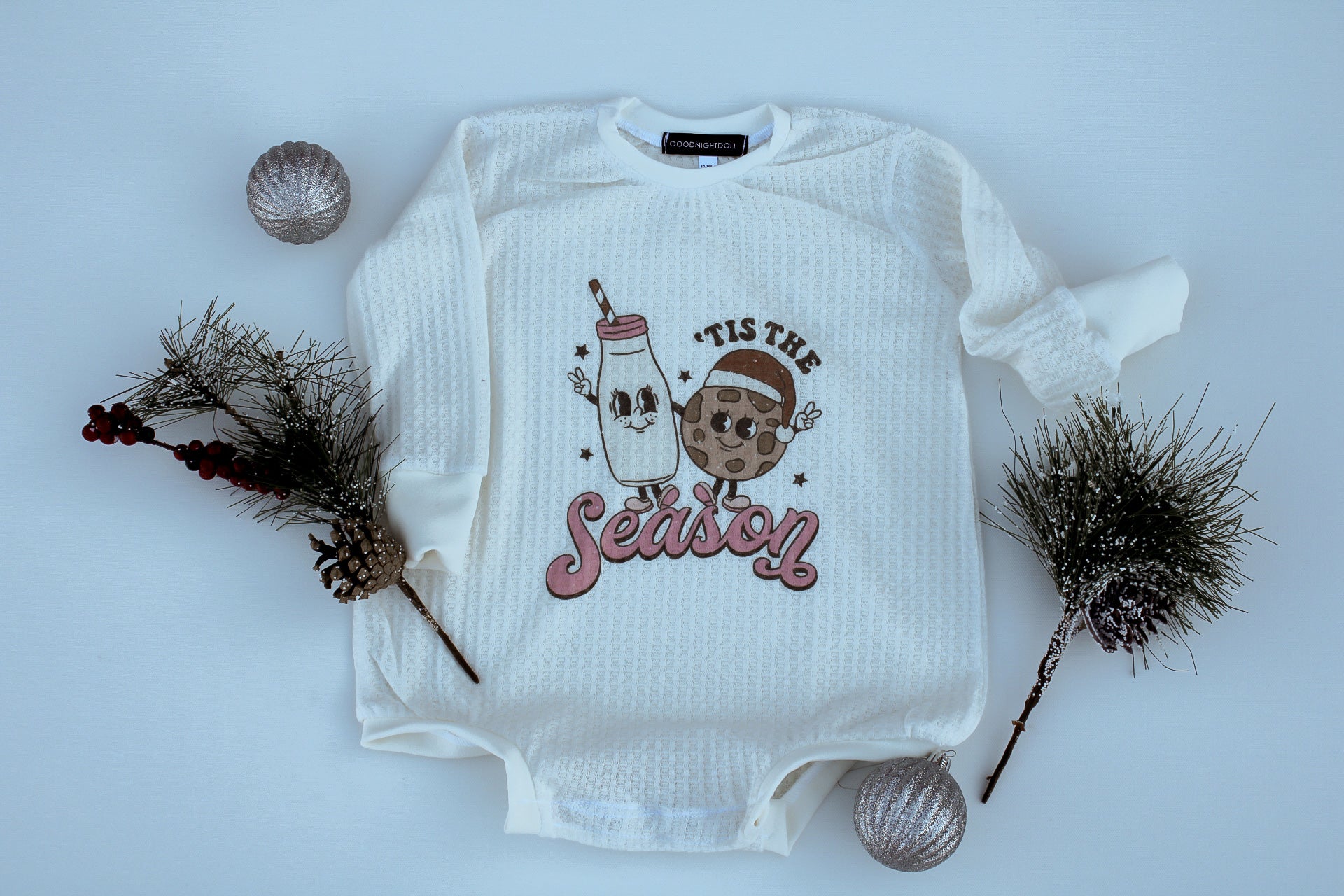 Tis the season waffle bubble romper| Ivory
