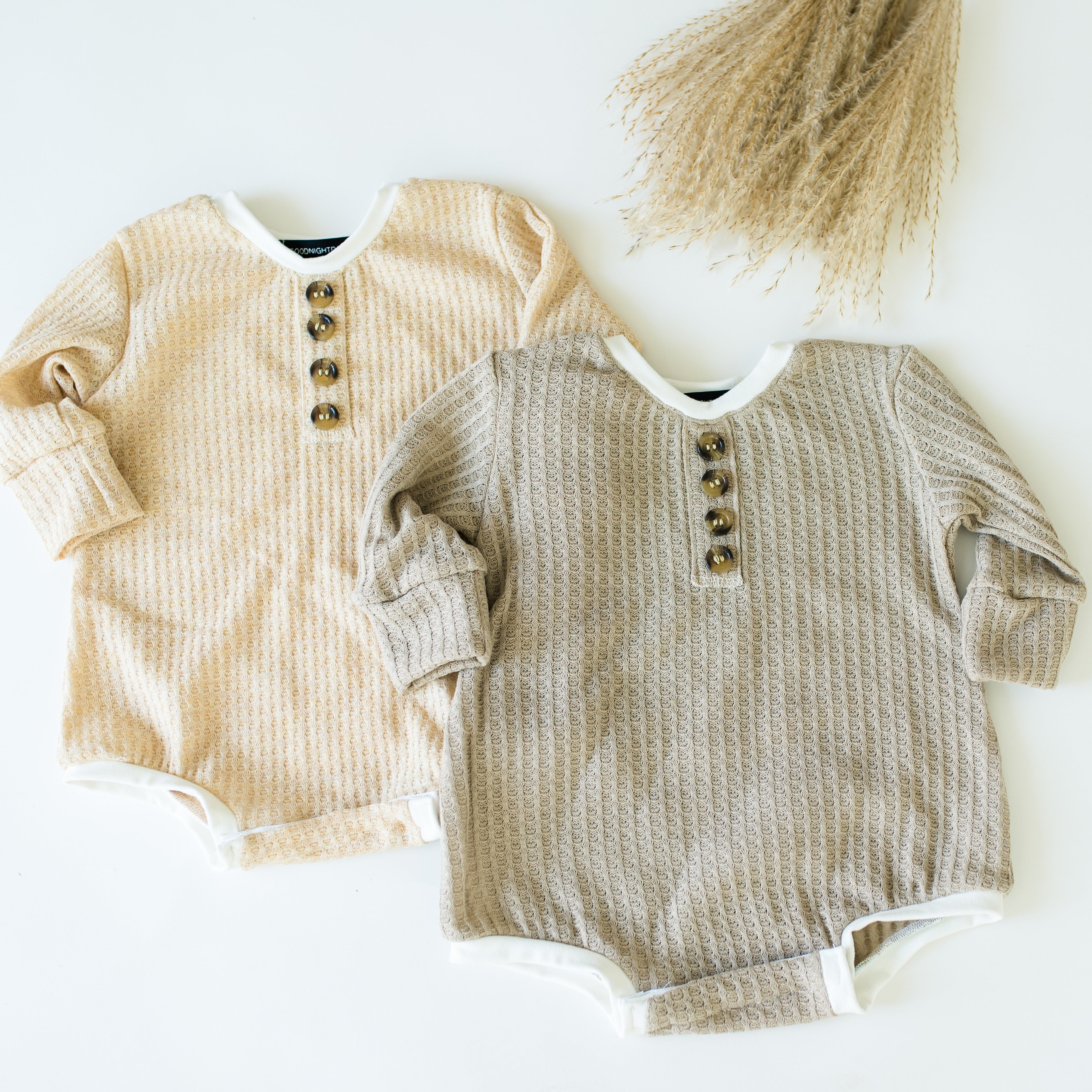 Long sleeve waffle bubble romper
