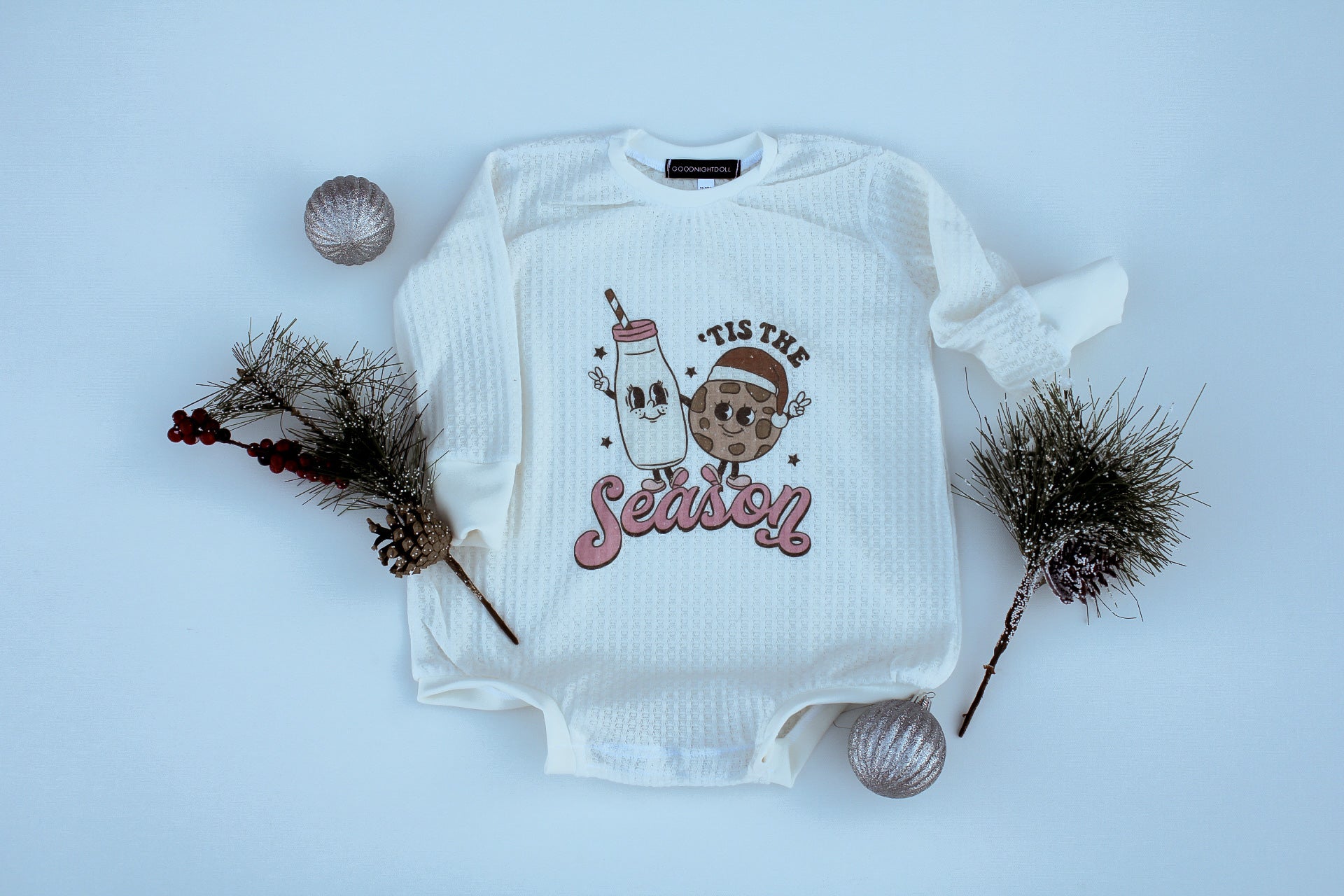 Tis the season waffle bubble romper| Ivory
