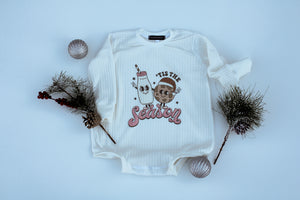 Tis the season waffle bubble romper| Ivory