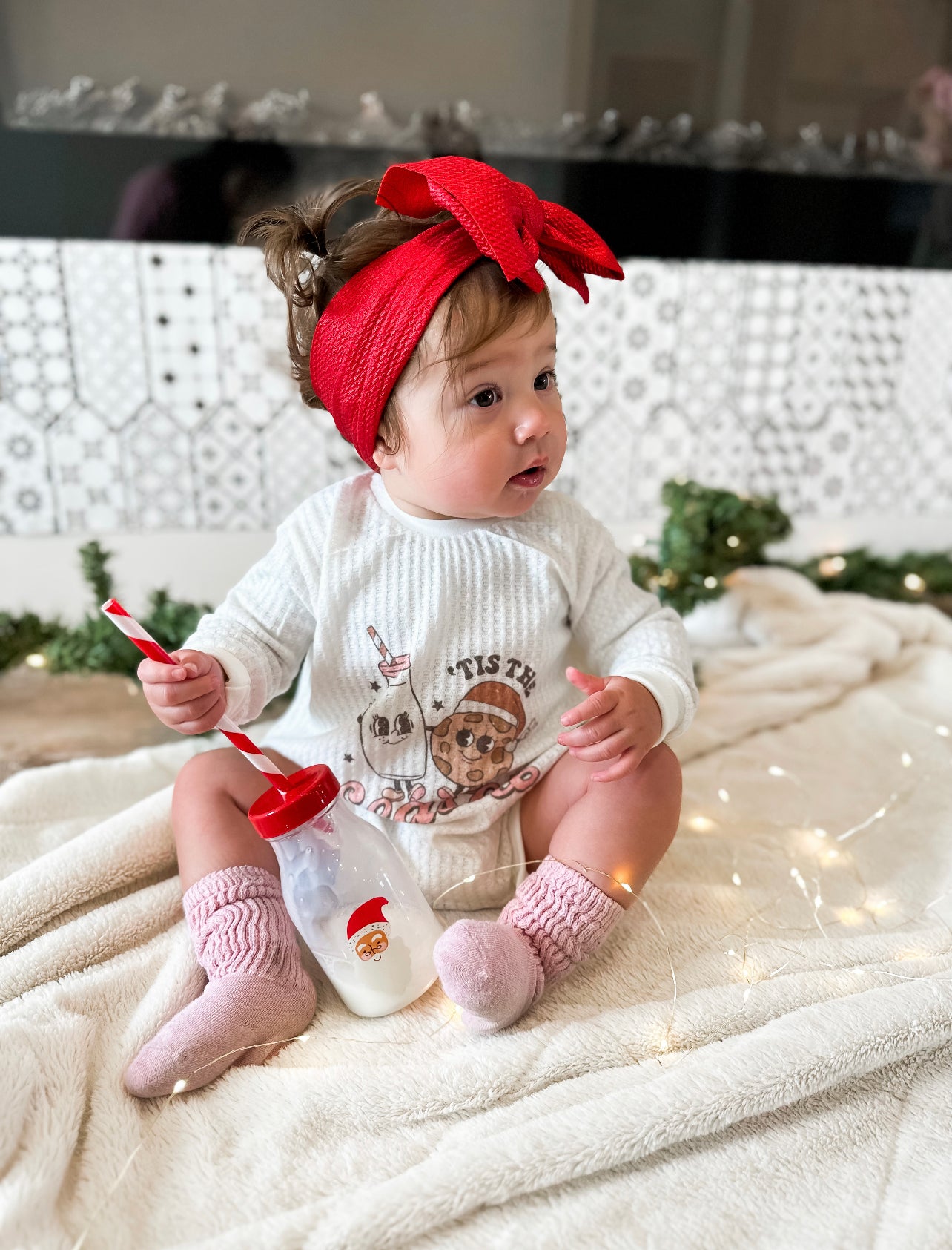 Tis the season waffle bubble romper| Ivory