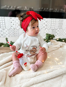 Tis the season waffle bubble romper| Ivory