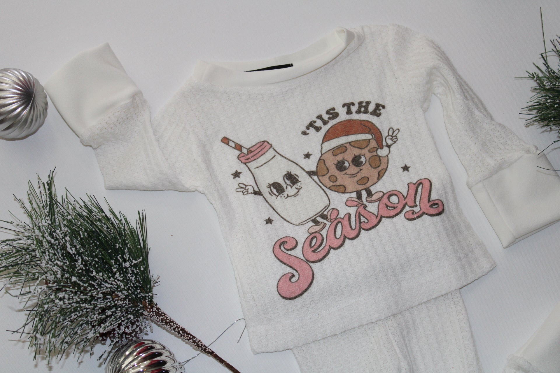 Tis the season two piece pajama set | ivory