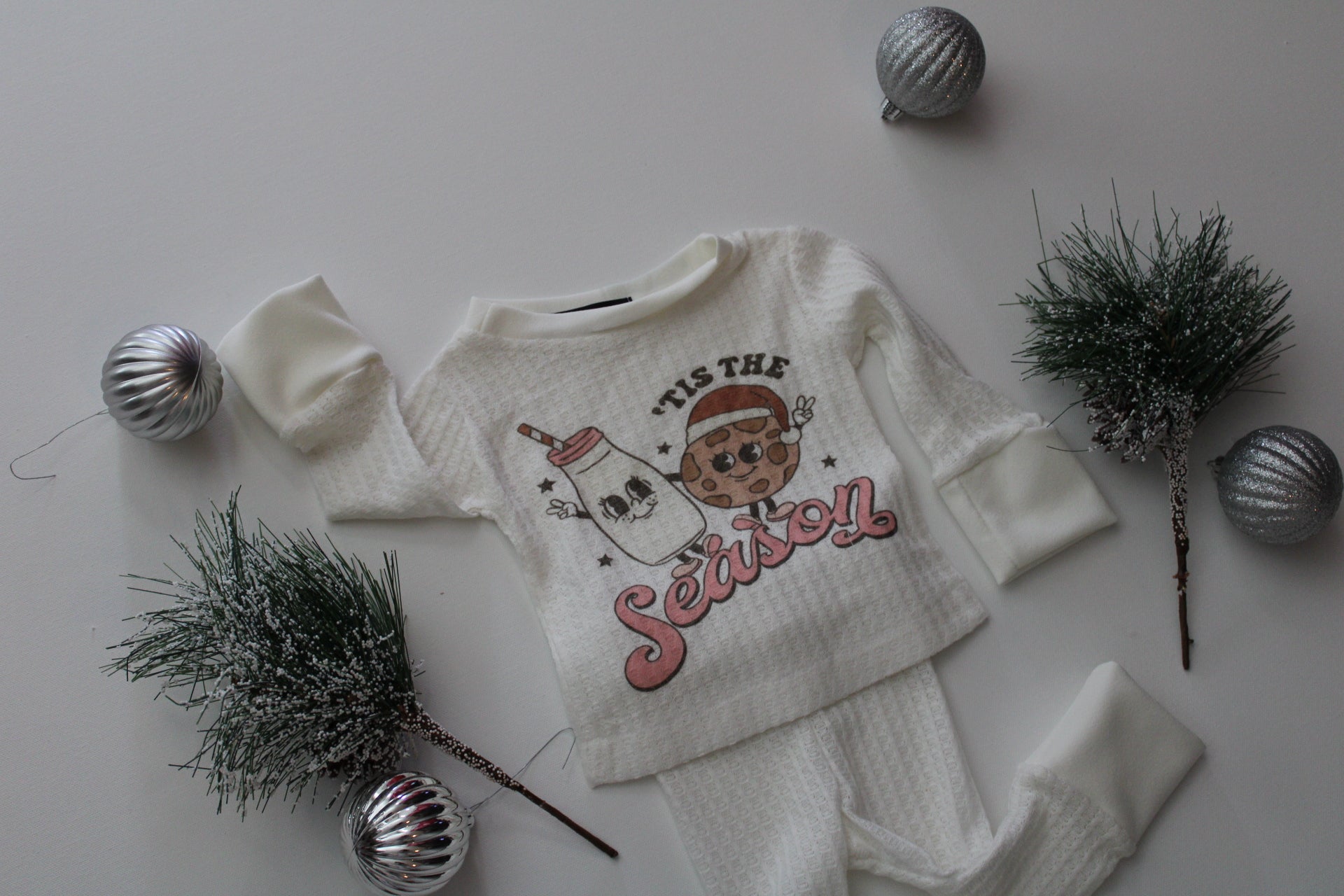 Tis the season two piece pajama set | ivory