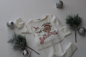 Tis the season two piece pajama set | ivory