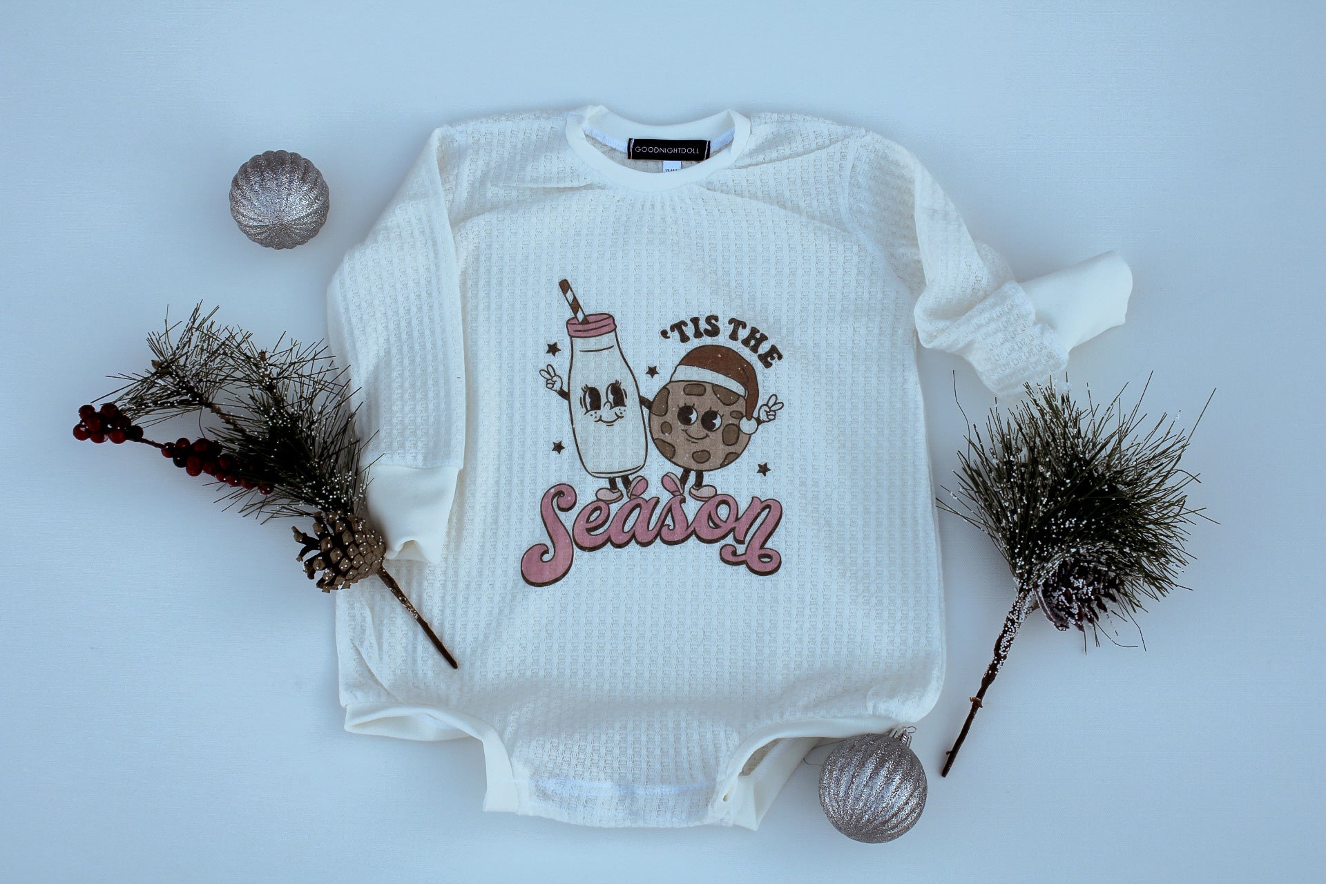 Tis the season waffle bubble romper| Ivory