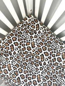 Modern cheetah print crib sheet