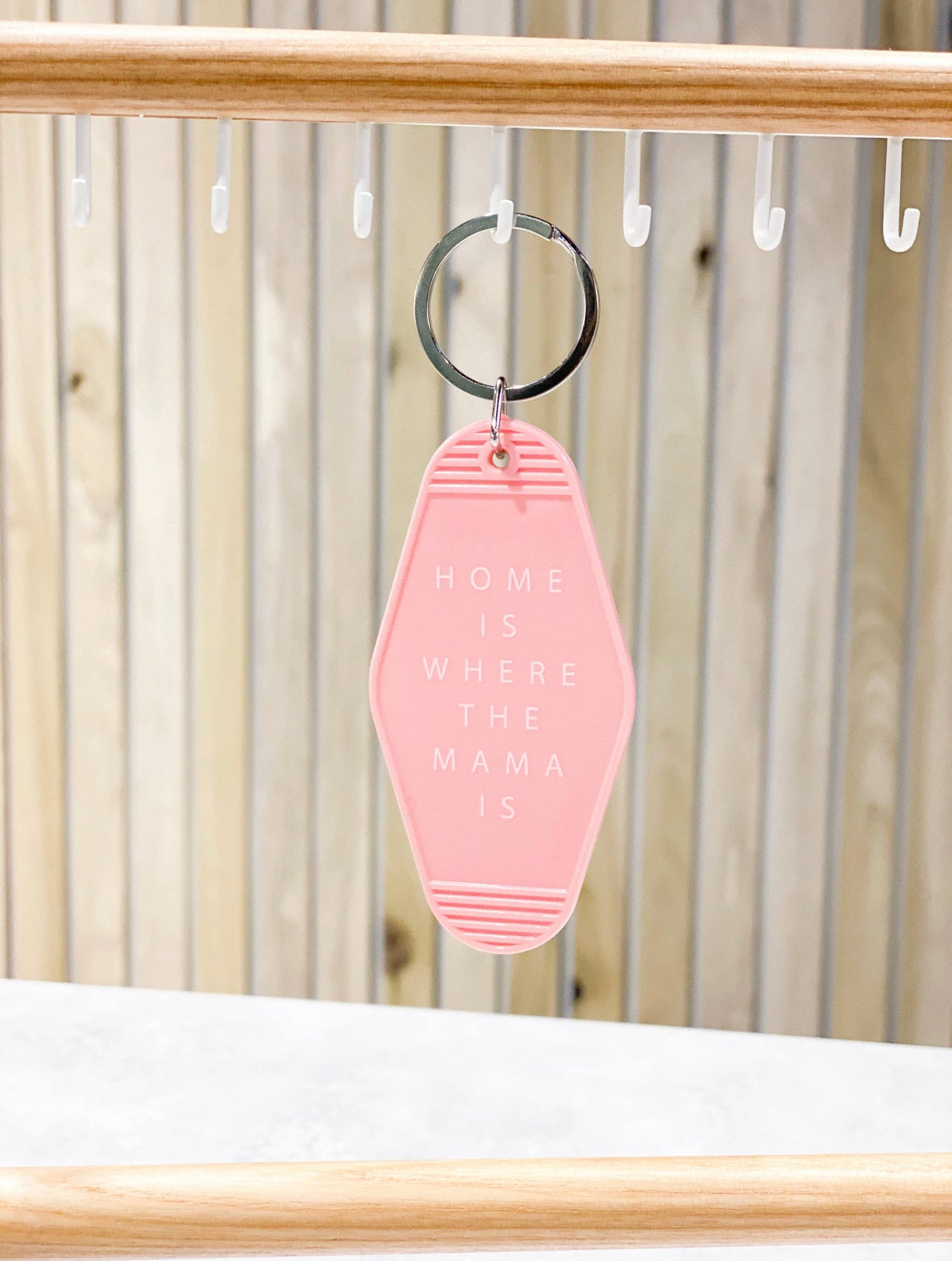 Home is where the mama is keychain | pink