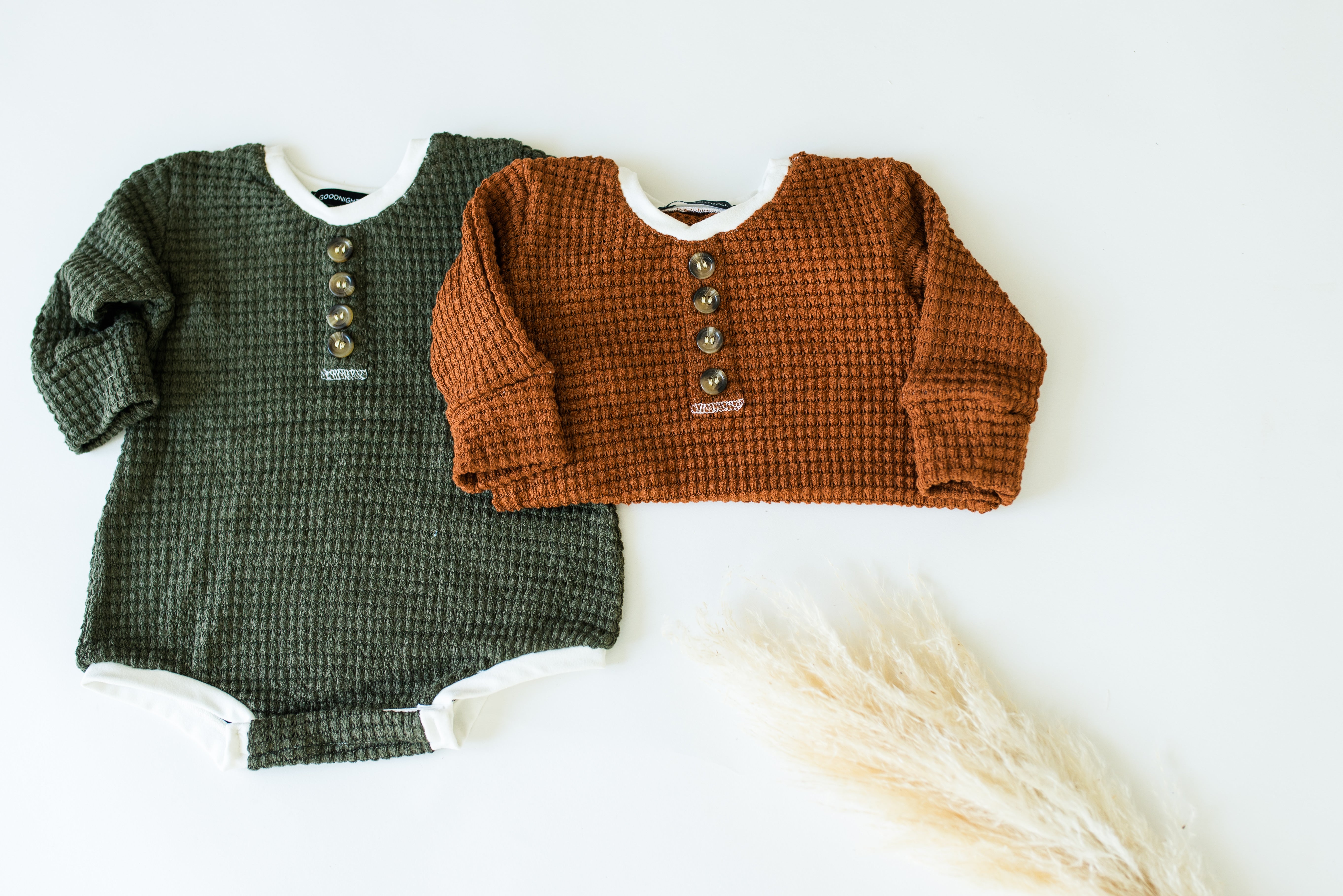 Long sleeve waffle bubble romper