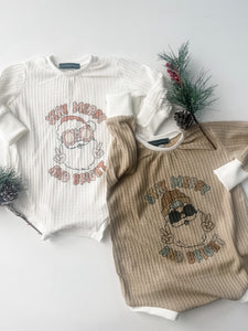 Stay merry and bright waffle bubble rompers