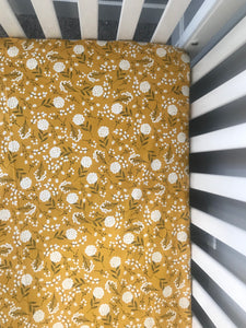 Mustard Floral Fitted Crib Sheet