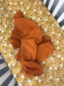 Mustard Floral Fitted Crib Sheet