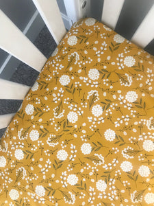 Mustard Floral Fitted Crib Sheet