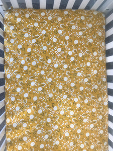 Mustard Floral Fitted Crib Sheet